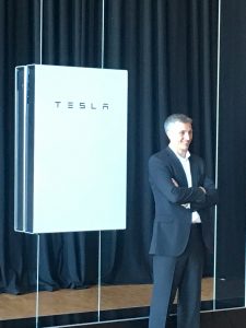 Tesla’s Lyndon Rive at the Powerwall 2 Australia launch in Melbourne.
