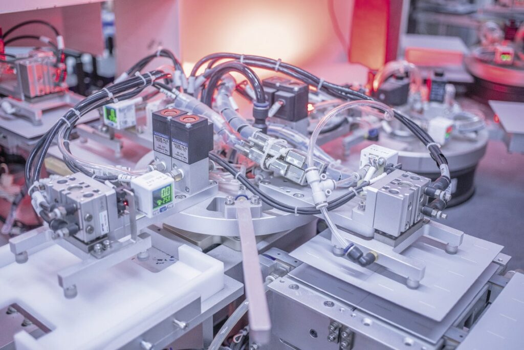 Manufacturing equipment at a JinkoSolar facility.