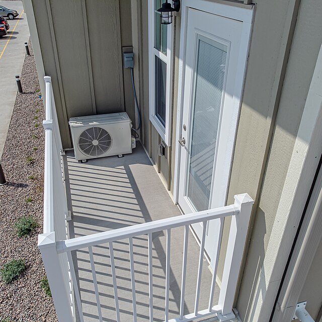 Heat pump on balcony