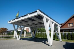 a carport in a residential setting