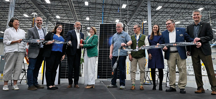 Members of the Heliene team attended the recent opening of the company’s module manufacturing facility in Minnesota.