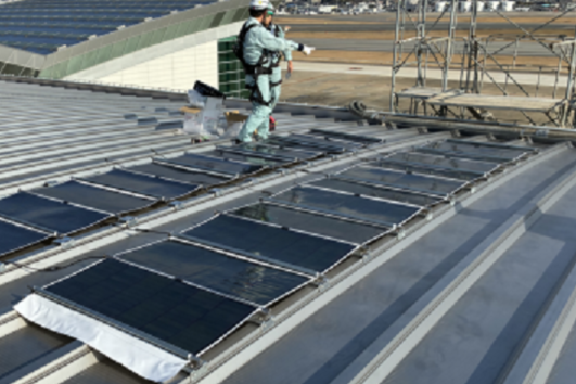 Japanese airport terminal hosting chalcopyrite solar modules