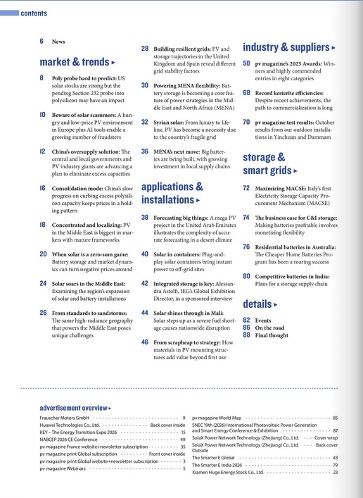 pv magazine Global Winter Edition 2025 TOC