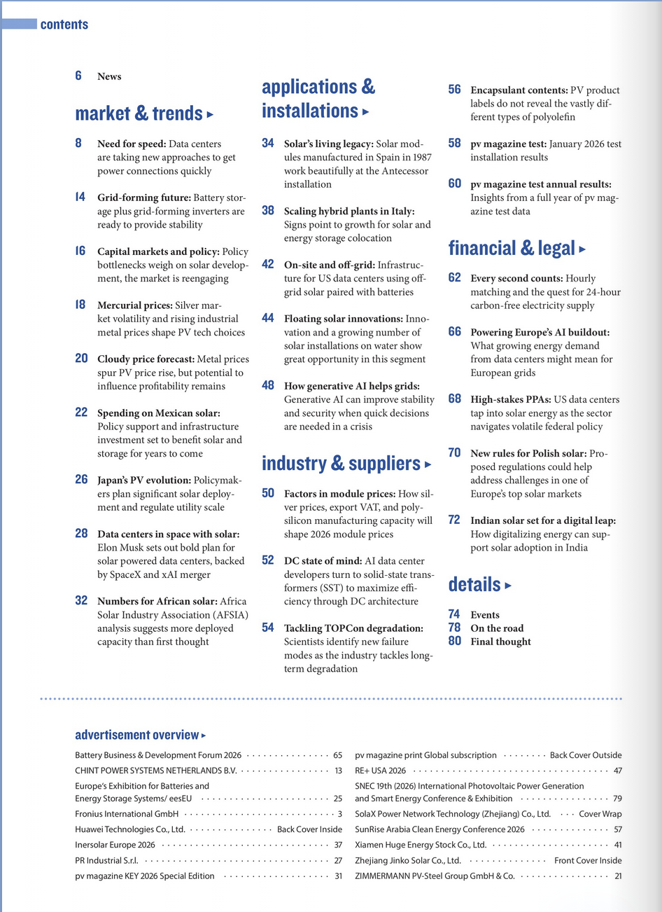 pv magazine March 2026 TOC