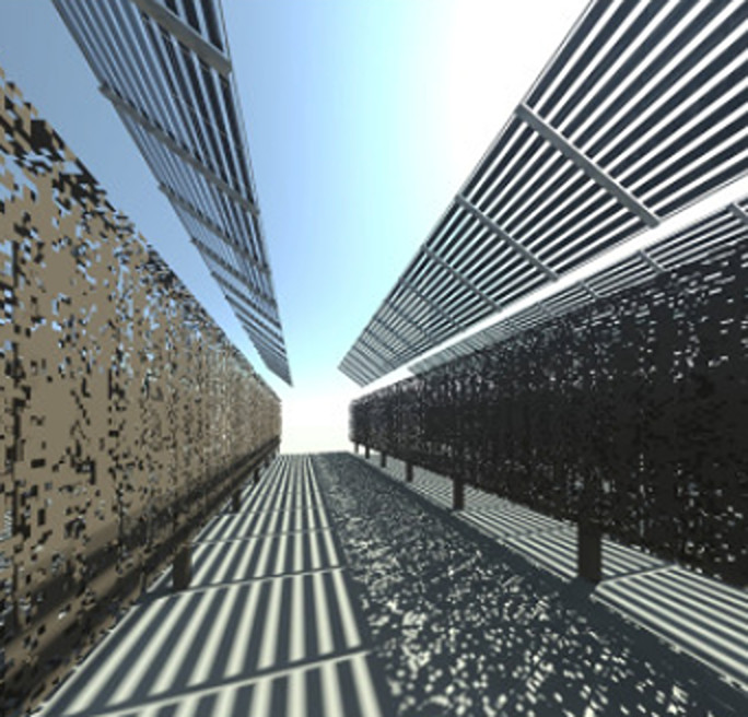 Penumbra-aware irradiance modeling for agrivoltaic orchards