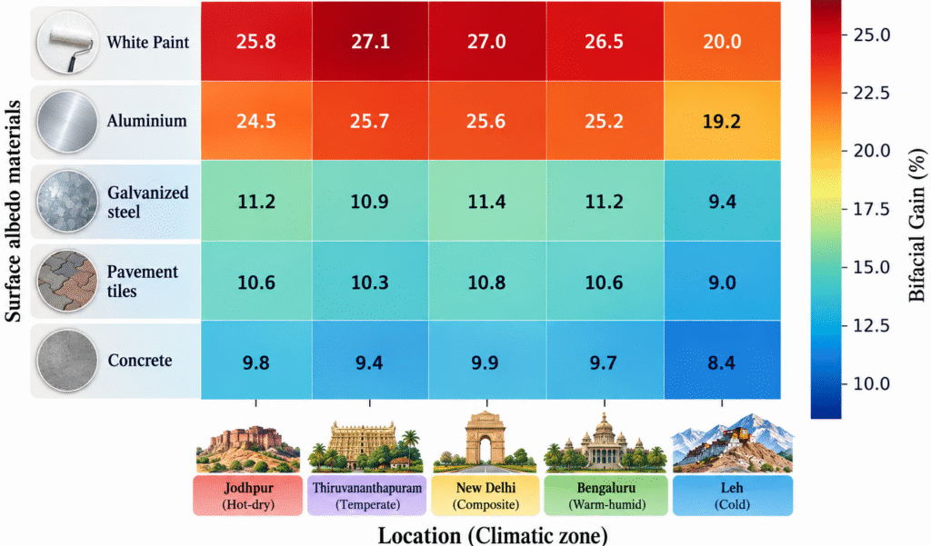 Study finds up to 27.1% bifacial PV gain across five Indian climate zones
