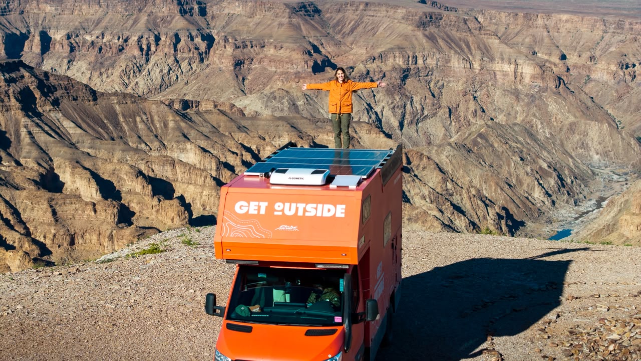 Couple travels through 10 African countries in solar-powered motorhome with battery storage 